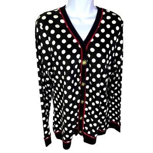 Carolyn Taylor Black Universe Polka
Dot Cardigan Sweater Women's Size M